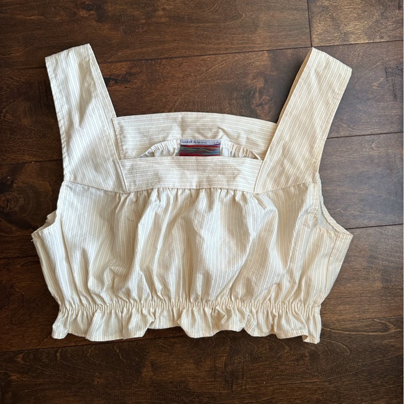 URBAN RENEWAL remnants striped ruffle hem cropped top - Picture 2 of 5